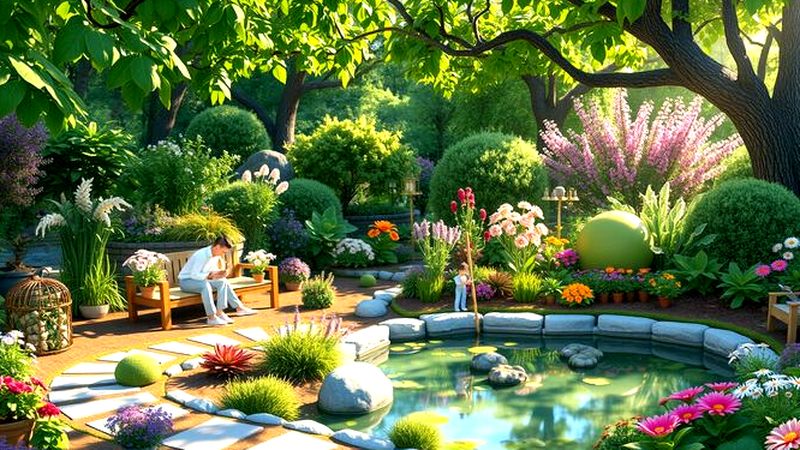 Un jardín sereno y abundante florece