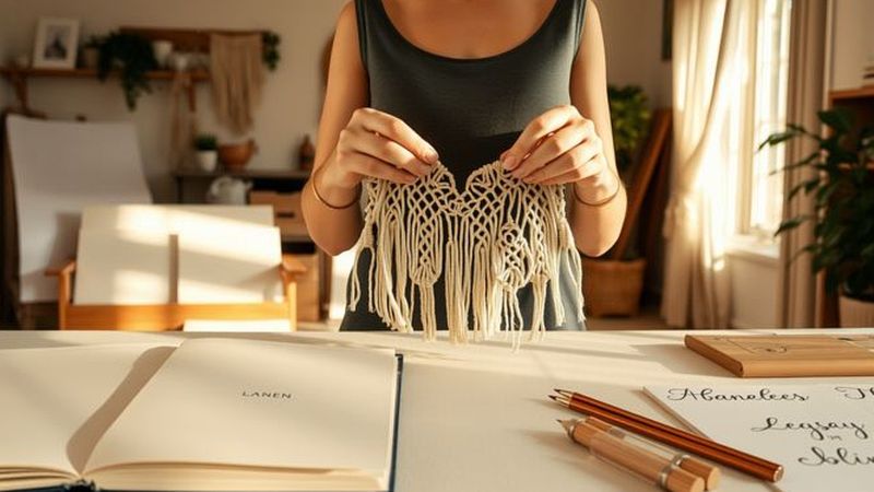 Una artesana crea macramé en un espacio sereno