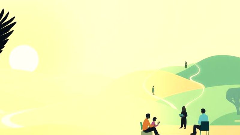 Ilustración serena de exploración y conexión