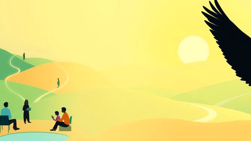 Ilustración serena de exploración y conexión