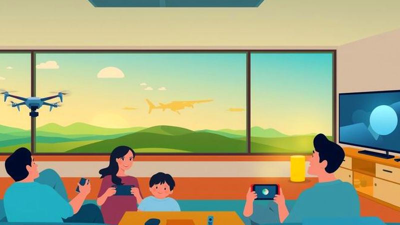 Familia disfruta tecnología en hogar moderno