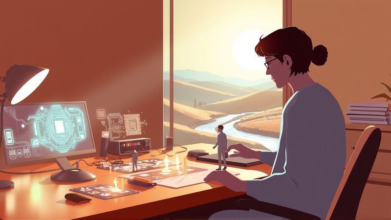 Un escritorio sereno revela conocimiento organizado