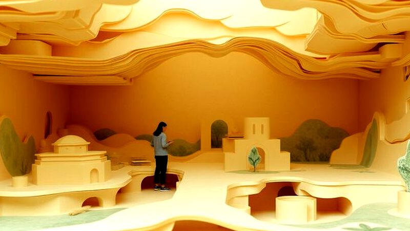 Un diorama sepia cautivador y detallado