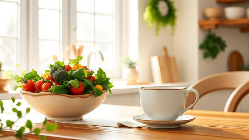 Una escena serena de comida y quietud