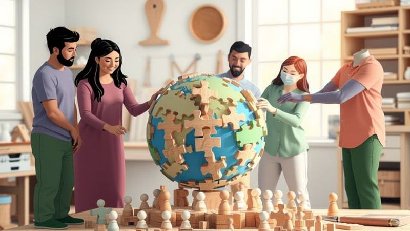 Un grupo crea un globo terrestre