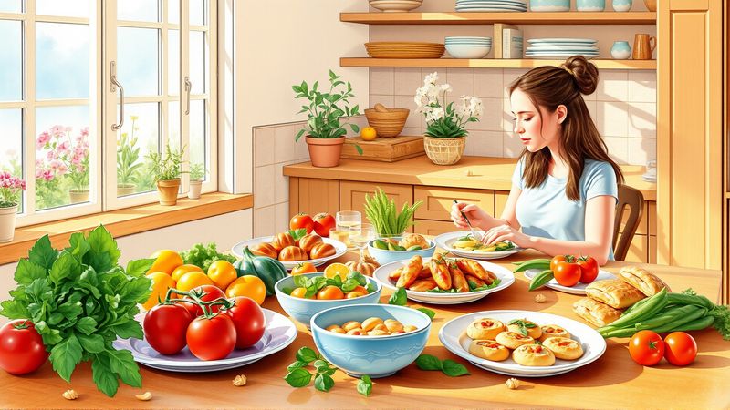Una mesa soleada ofrece abundancia y paz