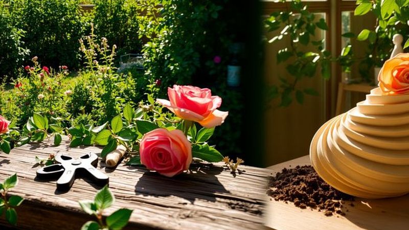 Un jardín sereno y artesanal florece con calma